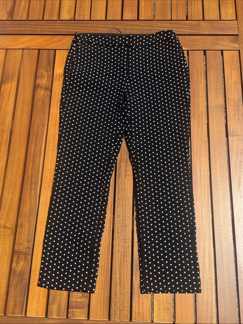 1901 Black Ankle Pants with White Star Print